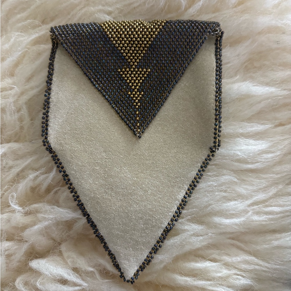 Soft Tan Suede Beaded Vintage Handmade Pouch